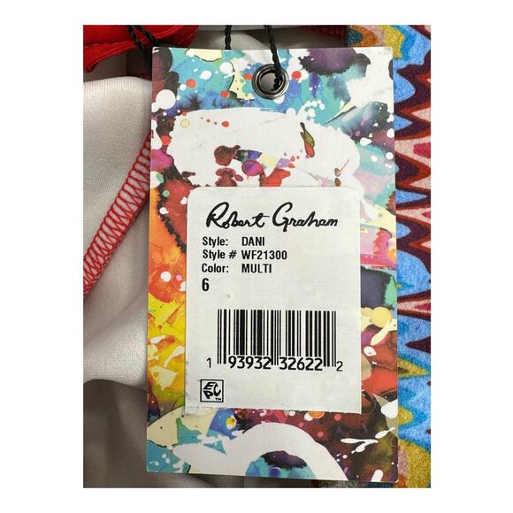 Robert Graham Pants Womens 6 Dani Chevron Rainbow Crop Stretch Artsy Maximalist - Picture 5 of 7